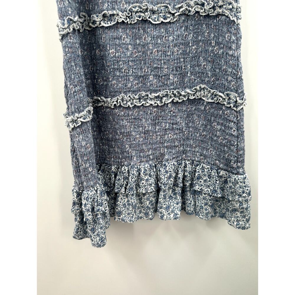 Sim & Sam Blue Floral Fitted Ruffle Mini Dress Size Small - Picture 3 of 7